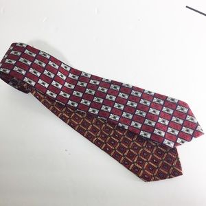 Parisian Red Print Lot Of Two Casual Ties
